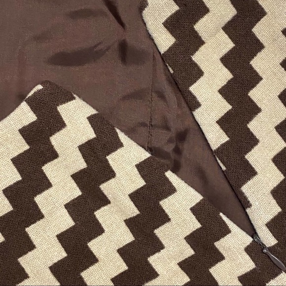 J. Crew Wool Pencil Skirt Knee Length Women's Size 6 Chevron Pattern Brown Cream - Picture 5 of 5
